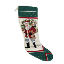 22" Christmas Holiday Santa Claus Presents Snow Needlepoint Christmas Stockings