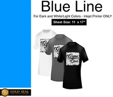 Blue Line Dark Iron On Heat Transfer Paper for Inkjet 11 x 17 - 5 Sheets