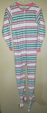 CARTERS size 12 fleece BLANKET SLEEPER 1 PC PAJAMA sleepwear pink hearts green 