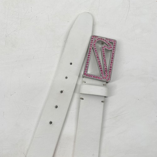 Cintura Nike Golf donna taglia L VERA PELLE bianca strass swoosh logo fibbia - Foto 8 di 13