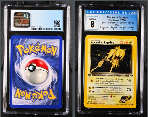 Rocket's Zapdos (1st Edition) graded CGC 8 for sale on eBay