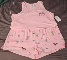 JOYSPUN Women's Tank Top & Shorts Pajama Set with Pockets "Pink Sail" Size 2X