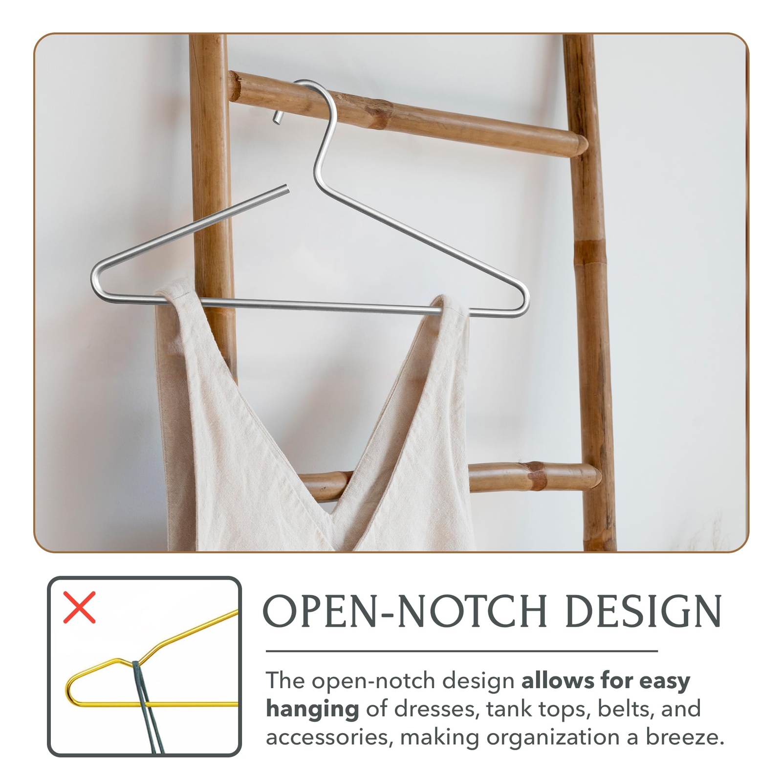 Silver Metal Hangers Matte Aluminum Heavy-Duty Luxury 17-Inch 5-Pack