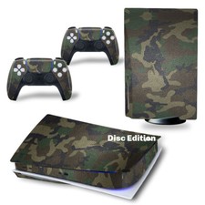 For PS5 Disc Edition Console  2 Controller Green Camo Vinyl Wrap Skin Decal