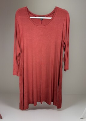Active USA Active Collection pink 3/4 sleeve rayon knit Dress Women's Size L