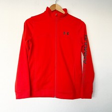 Under Armour Youth Large Orange Full Zip Track Jacket Loose Fit Logo Sleeve