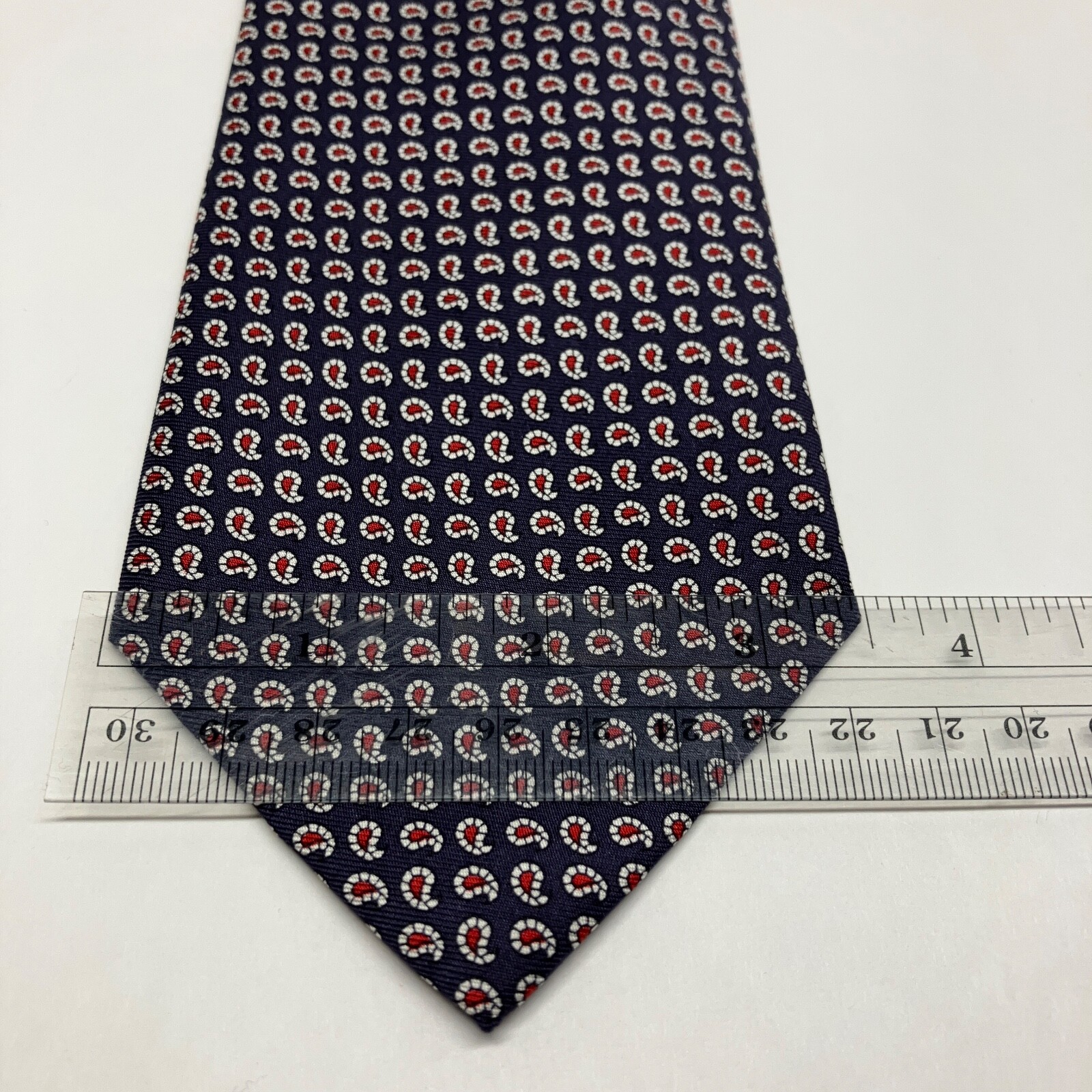 Ralph Lauren Tie Vintage Handmade Polo Blue Red Mini Paisley Print Silk Necktie thumbnail 3