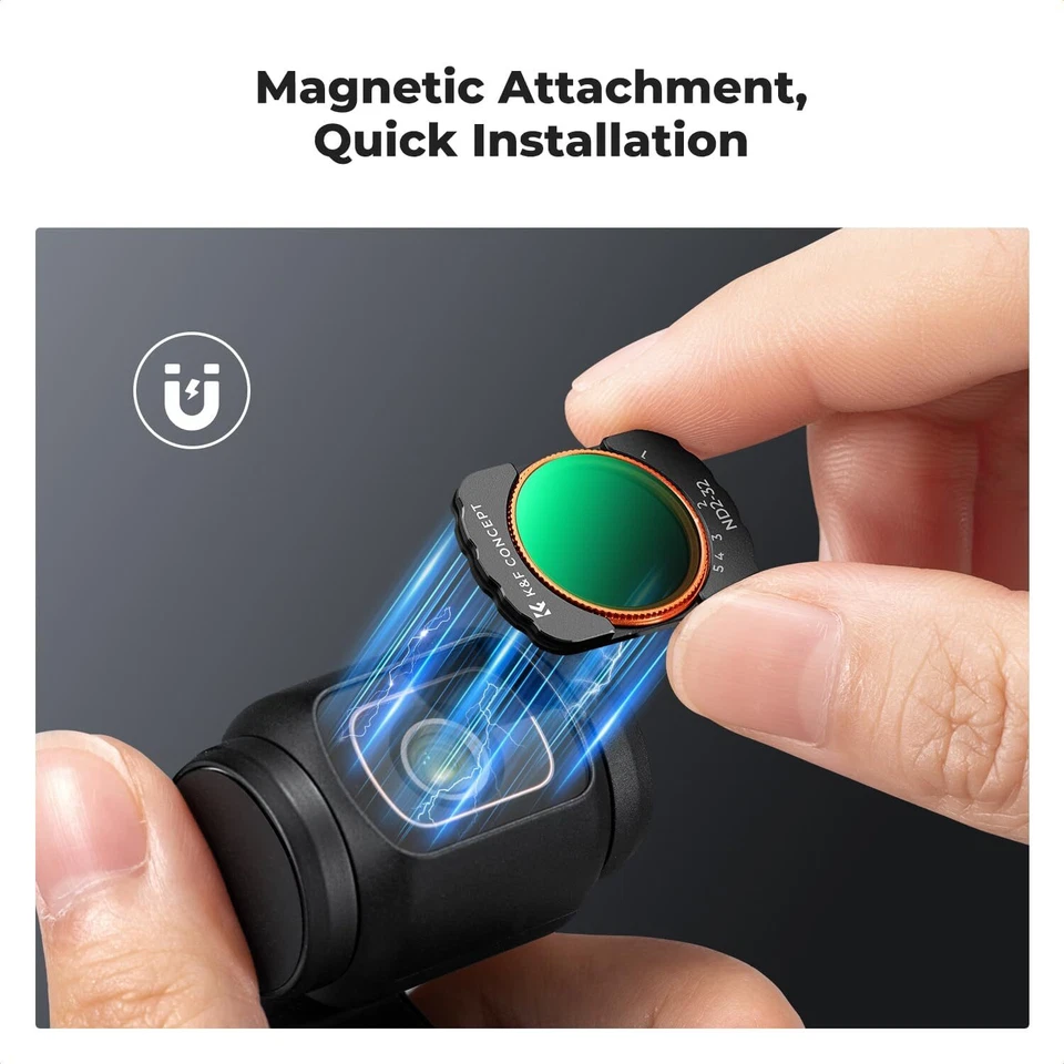 K&F Concept 4xMagnetic Filter Kit (CPL ,1/4 ,ND ,Wide Angle) for DJI Osmo Pocket - Image 2 of 4