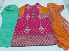 4XL Size 52 LAWN 3pc Shalwar Kameez Stitched Embroidered Suit Pakistani Indian