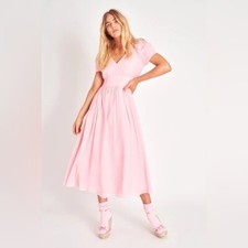 Loveshackfancy Dress Women's Pink Size 12 Hutchinson In Powder NEW