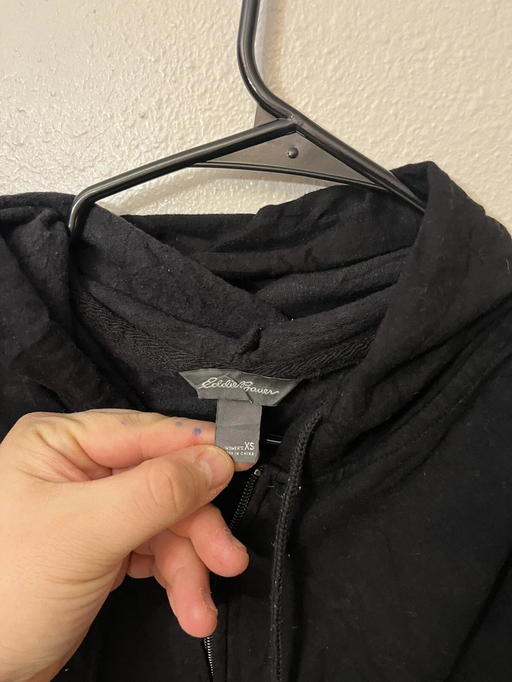 Love Express Sudadera Mujer Extra Pequeña Negra Sudadera con Capucha Cremallera Completa Causal Foto 2 de 4