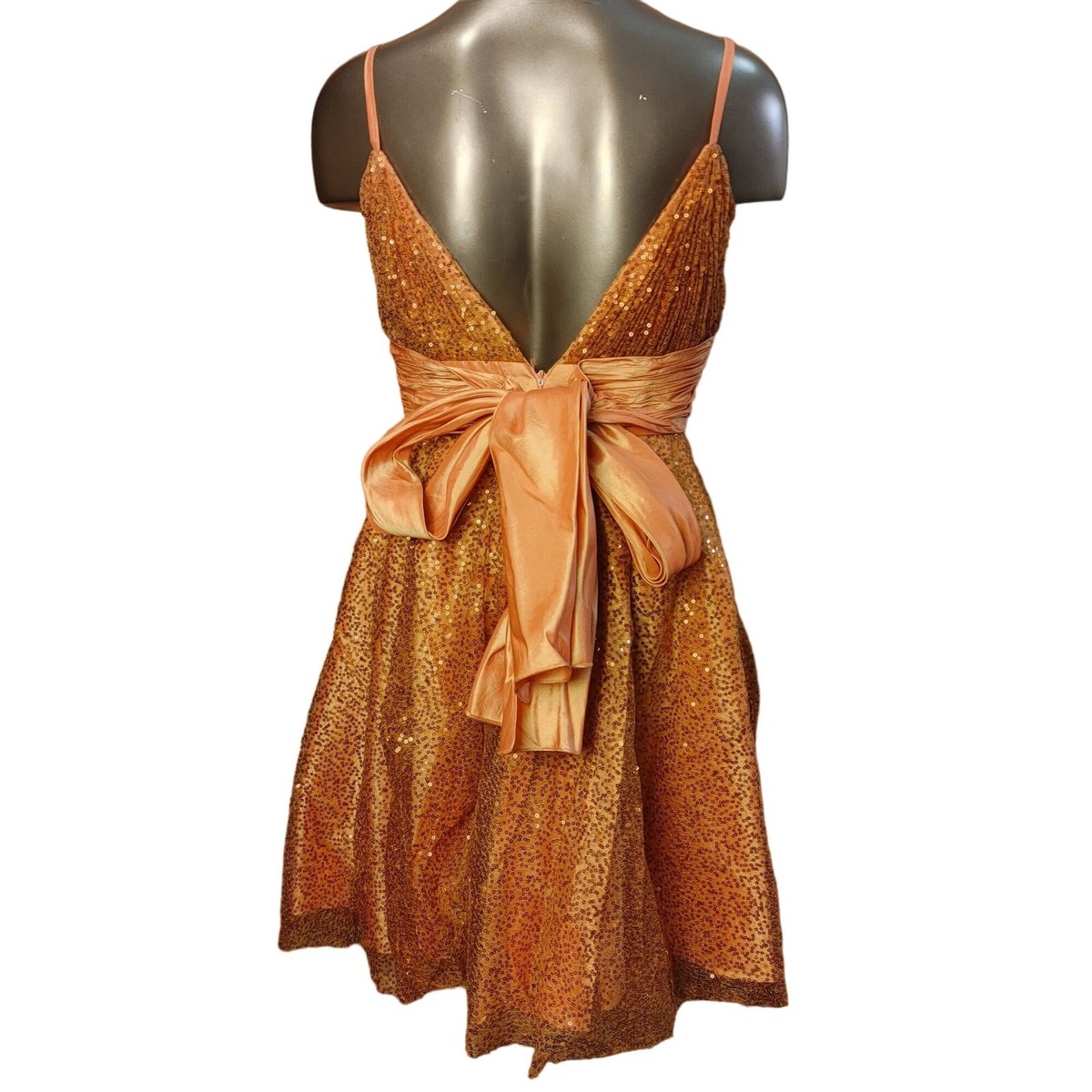 jessica designs intl dresses Jessica Designs Intl' Women's Orange Babydoll Strappy Low-Cut Back Bow Dress  8