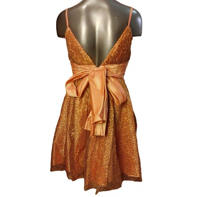 Jessica Designs Intl' Women's Orange Babydoll Strappy Low-Cut Back Bow Dress  8 | eBay