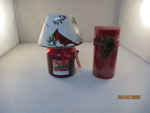Cardinal Bird Jar Candle Ceramic Shade Mulled Cranberry Candle & Christmas Spice - Picture 1 of 4