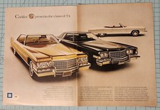 1972 Vintage 2 page Print Ad Cadillac presents the class of '73 deVille Eldorado