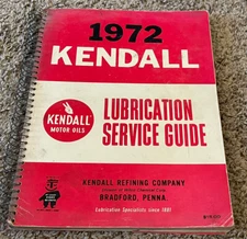 Rare Vintage 1972 Kendall Motor Oil Lubrication Service Guide Book