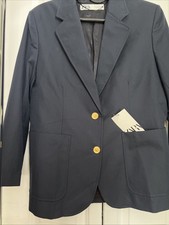  129 NWT ZARA WOMEN'S NAVY GOLD BUTTON LINED POLYESTER BLEND BLAZER LARGE