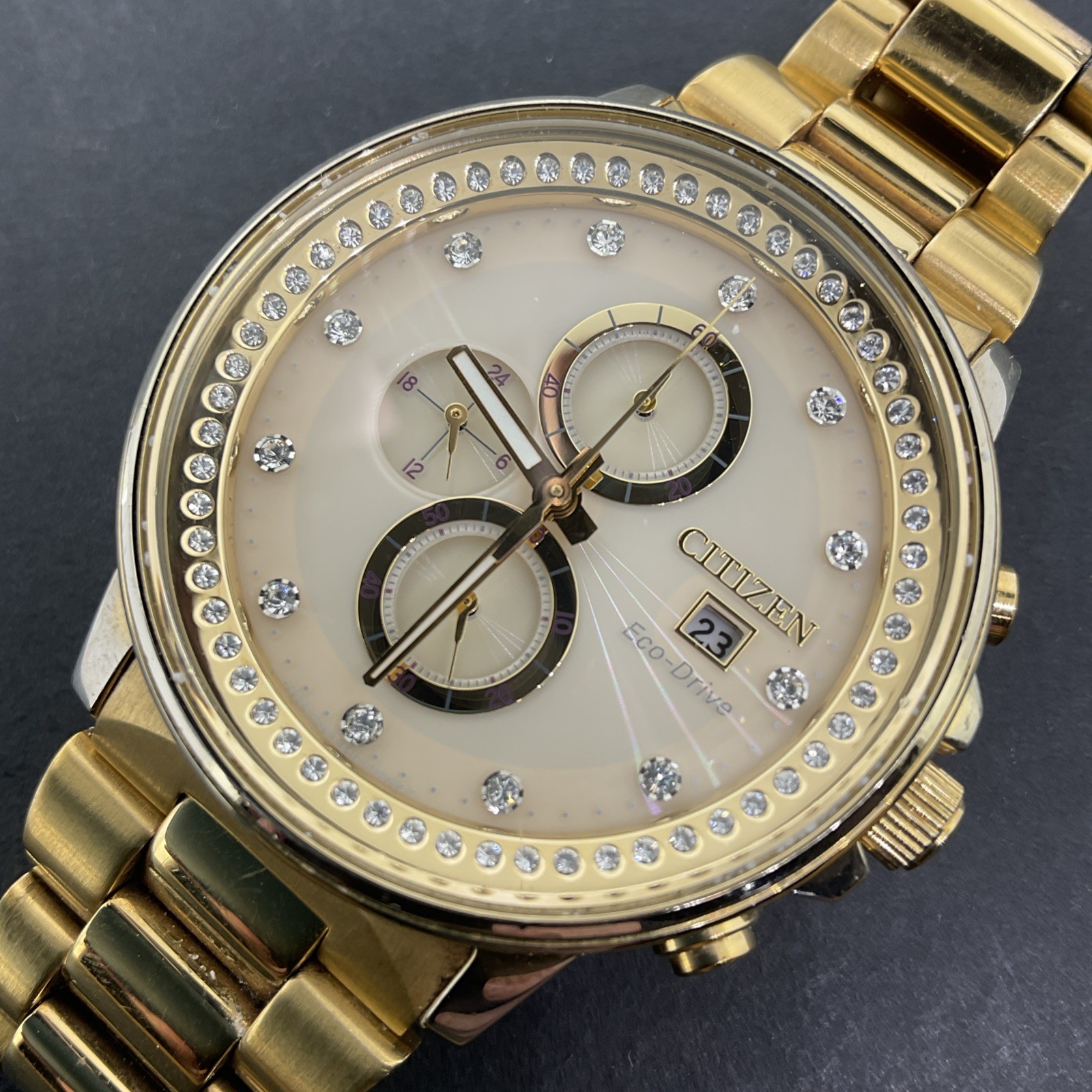 Men's 43mm FOR Drive Champagne Watch 6 Crystal 3/4" Nighthawk Citizen PARTS Eco - vintagewatches.pk