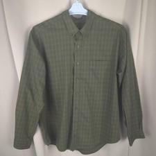 Eddie Bauer Shirt Mens Tall XL Green Plaid Button Front Wrinkle Resistant
