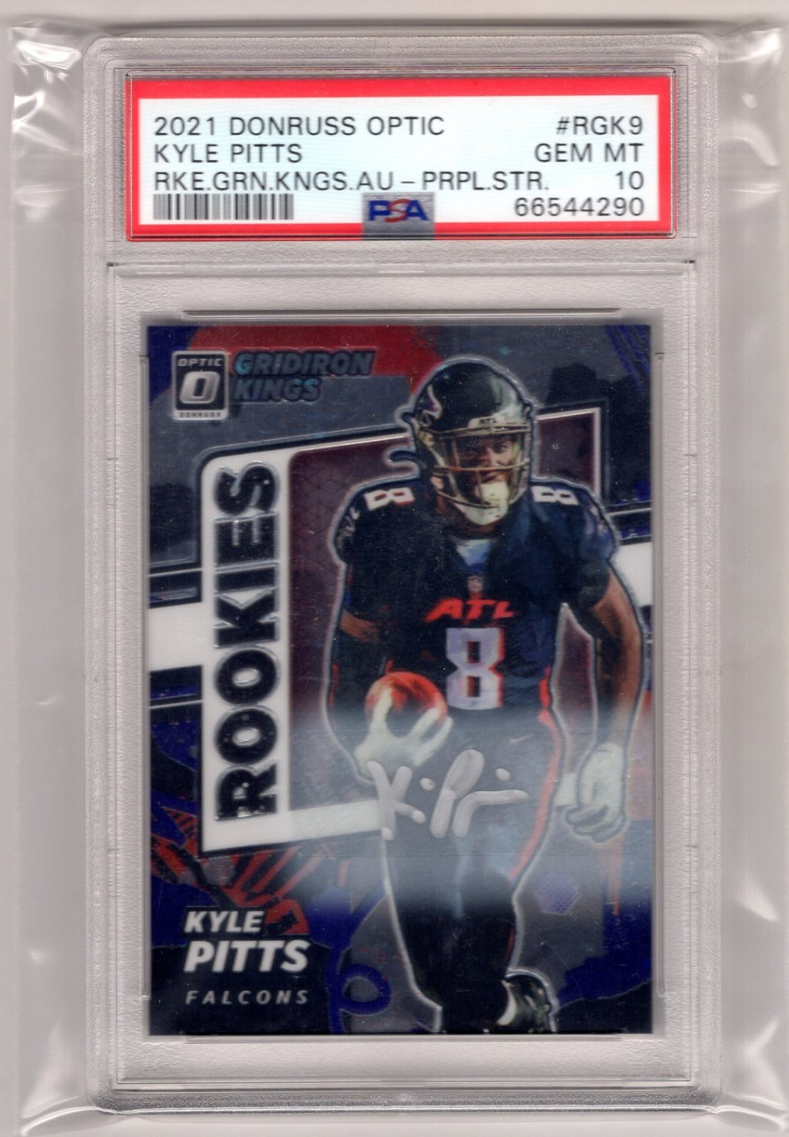 Kyle Pitts Panini Donruss Optic Rookie Gridiron Kings Autographs #RGK9 Purple Stars