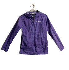 Columbia Jacket Girls Kids Purple Windbreaker Rain Jacket W/Hood Size M 10/12 