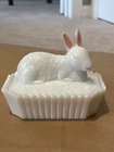 Vintage Westmoreland Milk Glass Bunny Nesting Dish/bowl With Lid