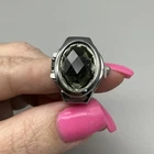 Bozhi Ring Watch Womens 20mm Hidden Dial Grey Crystal Floral New Battery