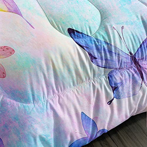 Butterfly Comforter Set Reversible Design Blue Tie Dye Twin Butterfly Ⅰ - Zdjęcie 6 z 7