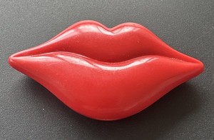 Vintage 1970s Avon Kiss'n Makeup Lip Gloss Compact Collectible Lips Mouth Red