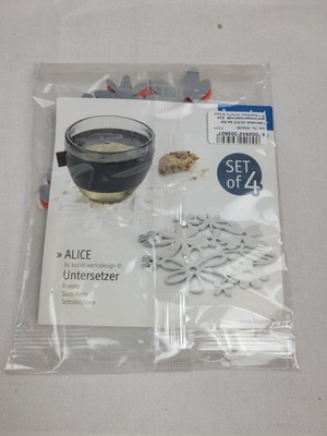 KOZIOL - ALICE - 4er SET - UNTERSETZER - GREY MINT ORANGE WEISS - 3526100 - NEU