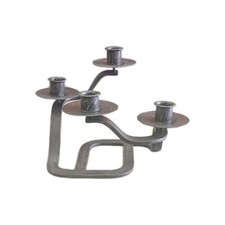 Chandelier Bougeoir Brutaliste Fer Forgé Martelé Vintage Années 50 60 Moderniste