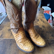 Tony Lama 9.5 9 1/2 D Ostrich Boots Tan Brown Style 8235 