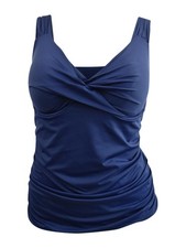 Anne Cole Women's Plus Size Twist-Front Underwire Tankini Top 18W, Navy 