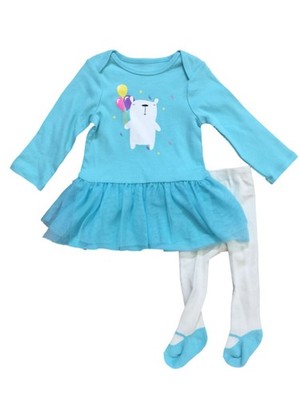 Infant Girls Blue Polar Bear Tutu White Faux Shoe Legging Outfit 12M