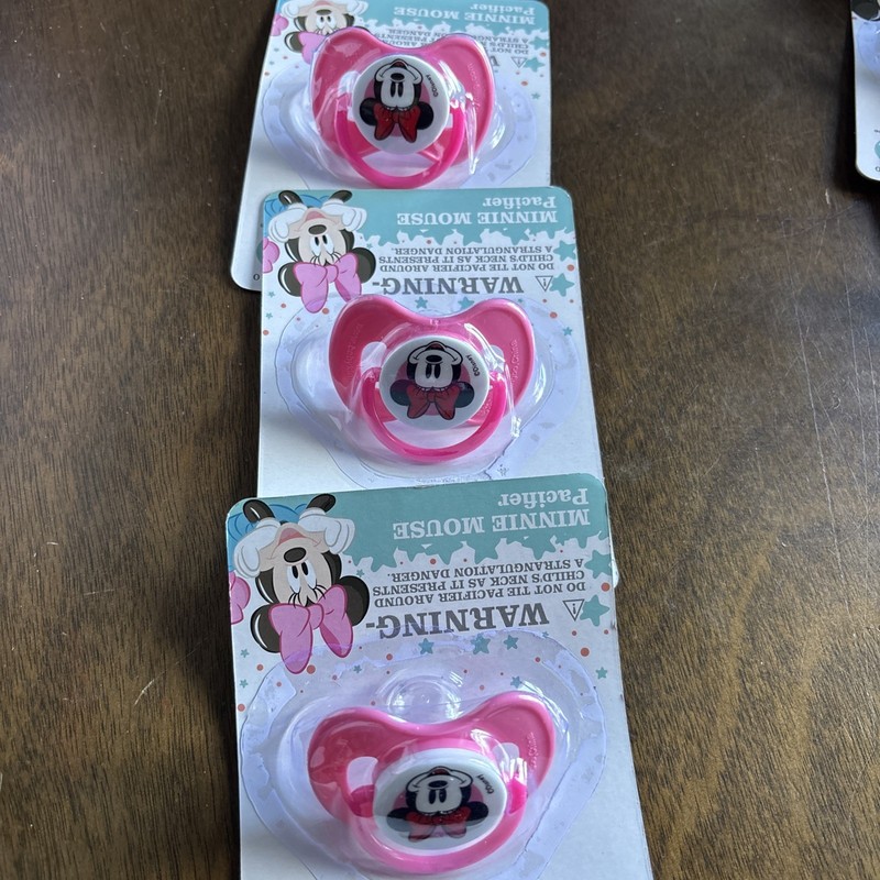 3-Disney Baby Light Pink MINNIE MOUSE Pacifier Binky with cover included New(A5)