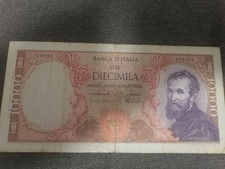 Banconota Rara Diecimila lire Michelangelo. Banconota ben tenuta per i suoi anni