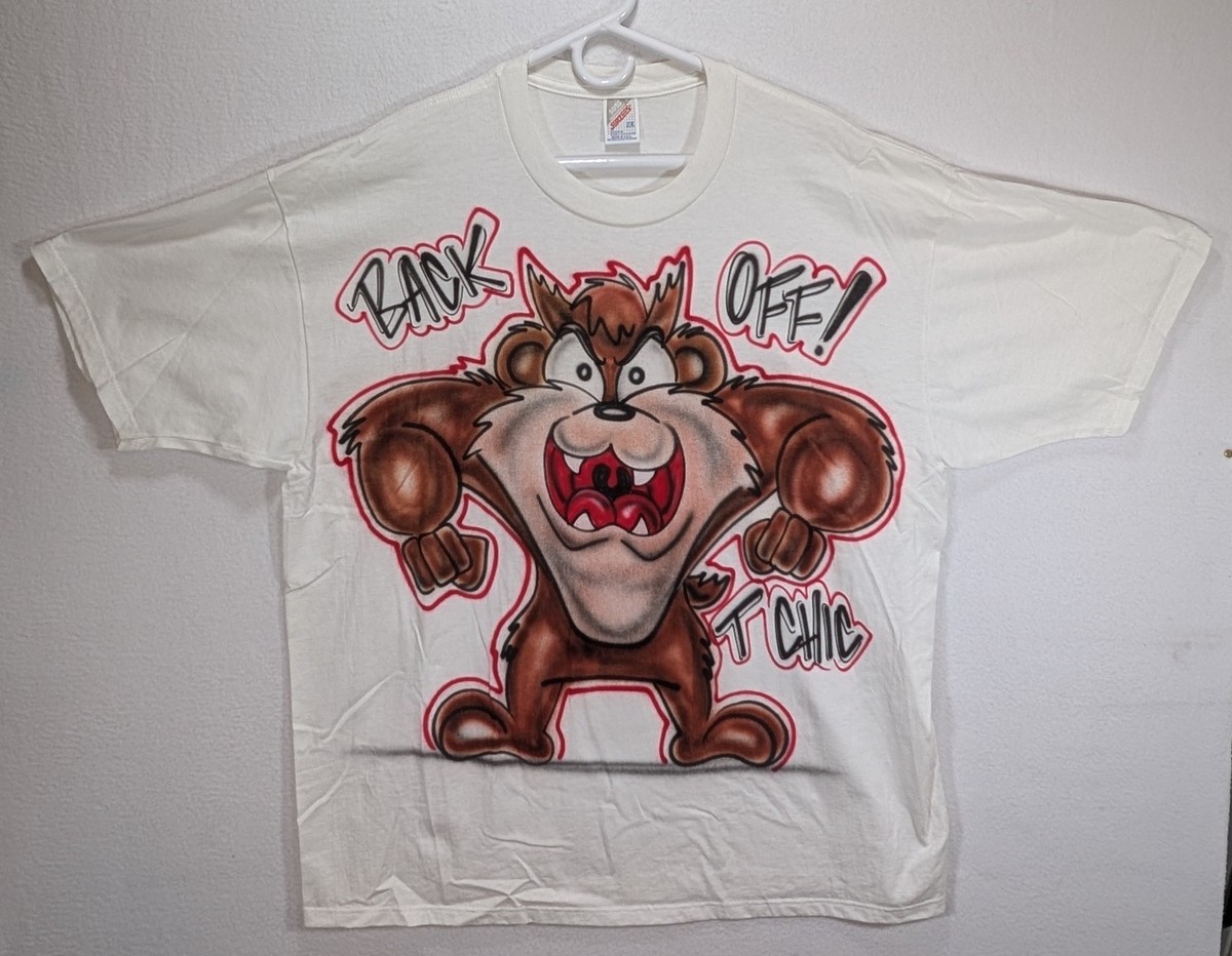 90s Vintage Custom Airbrush Taz JERZEES White T-Shirt Size 2XL | eBay