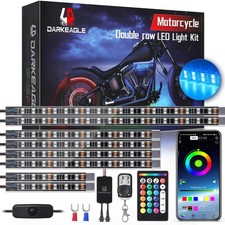 8PCS Double Row Motorcycle RGB LED Light Kits with Brake Turn Signal Light, S...