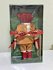 1990 VINTAGE STEIFF ALONZO RED MOHAIR TEDDY BEAR IN ORIGINAL BOX 'd LOW 00394