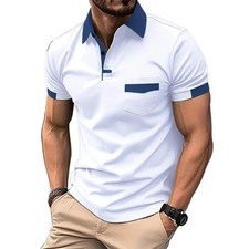 Summer Men's Short Sleeve T Shirts Solid Color Polo Shirt Breathable Loose Basic