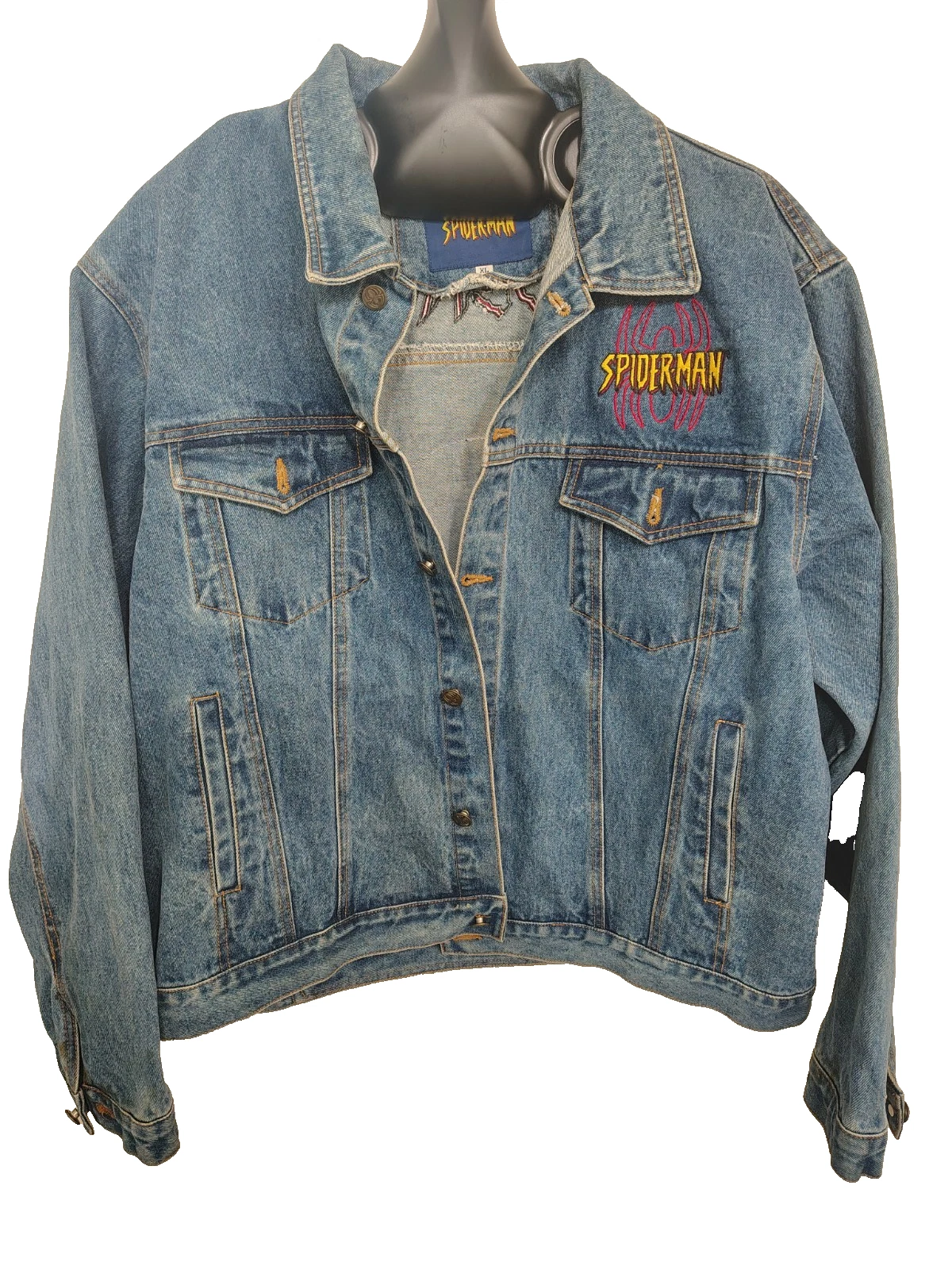Y2K Spiderman Denim Jacket Vintage 2002 Size XL Marvel Comics - product detail image 13