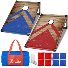 Portable Cornhole Board Set with 8 Bean Bags - 3x2 Ft Corn Hole Toss Game for...