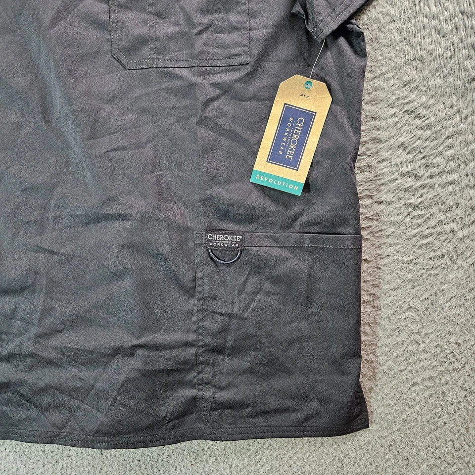 NEW Cherokee Workwear Scrub Top Men Large V-Neck WW670 Revolution Gray - Image 2 of 4