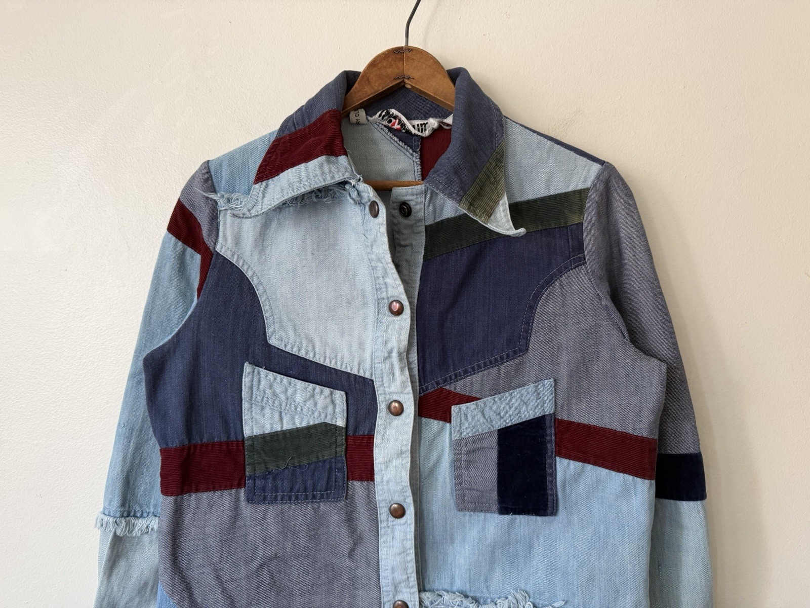 VTG 70s 80s Maximum Patchwork Denim Corduroy Butt… - image 3