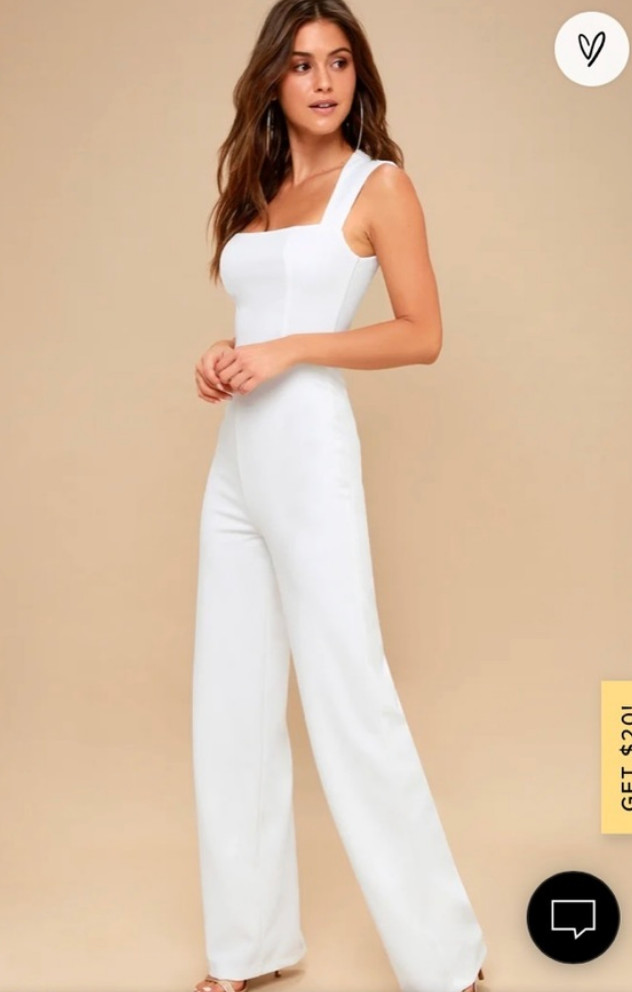 Lulus Jumpsuit in White, Size large, Polyester/Spandex Mix