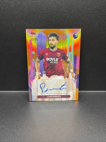 2026 Topps Finest Premier League - Lucas Paqueta - Orange Refractor AUTO /25
