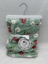 Adirondack Baby Blanket Girls Floral Cherry Security Lovey Security Green NEW