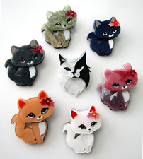 Cat Brooch Pin Acrylic - Beautifully Crafted Mixed Assortment   YOU CHOOSE  