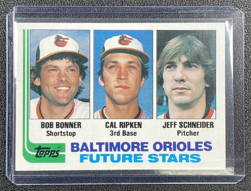 CAL RIPKEN BOB BONNER JEFF SCHNEIDER 1982 TOPPS #21 ROOKIE ORIOLES FUTURE STARS