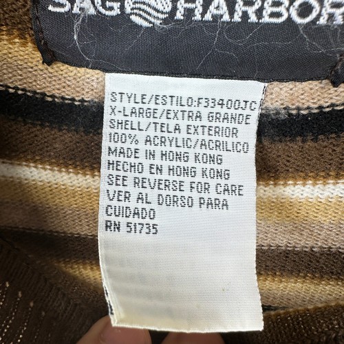 SAG Harbor Sweater Women Size XL Brown Multi Striped Long Sleeve Mock Neck Knit - Picture 4 of 12